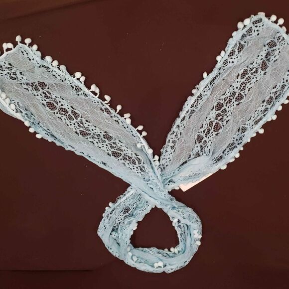 Lace Scarf Neck Shoulder Wrap Fancy Baby Blue 58" L x 8" W, NEW, WOMEN'S, STOLE - Picture 5 of 5